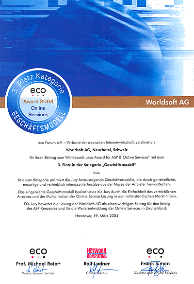 eco Award für ASP & Online Services